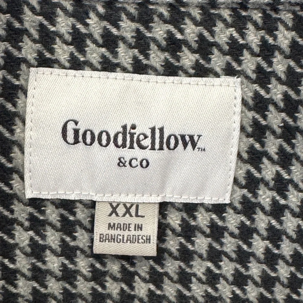 Goodfellow & Co Mens XXL Houndstooth‎ Cotton Button Down Shirt Shacket Casual